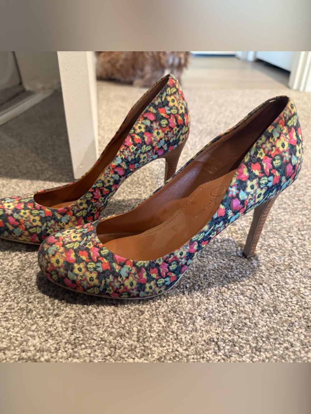 Jessica Simpson Floral High Heel Pumps in Pink, Yellow and Green